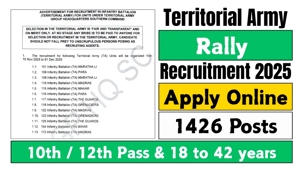 Territorial Army Rally Recruitment 2025